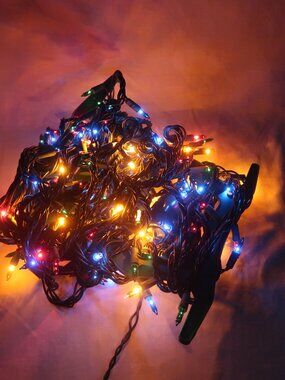 Multicolor String Lights - Bright Holiday Bulbs Red, Yellow, Blue & 8 settings